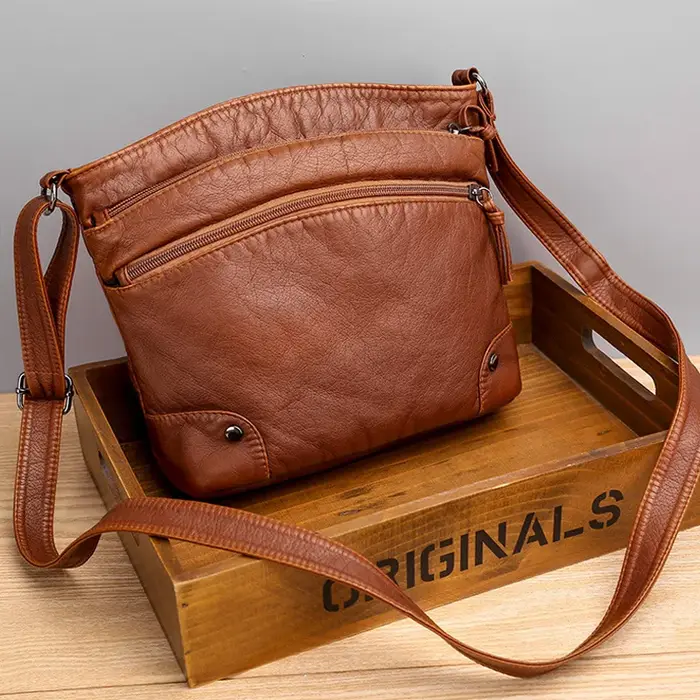 Sac à bandoulière en cuir PU souple pour femmes