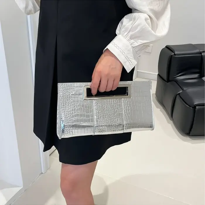 Pochette en cuir PU gaufré Crocodile pour femmes