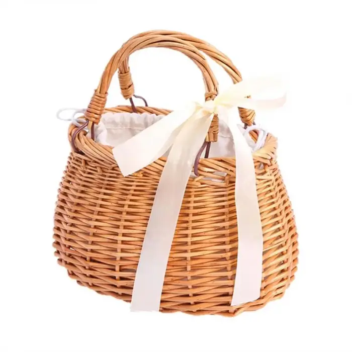 Panier de fleurs en osier Style rustique tissé sac à main fait