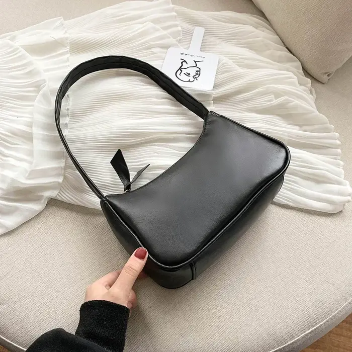 Nouveau rétro souple en cuir PU femmes épaule sous les bras sacs décontracté couleur unie petit haut