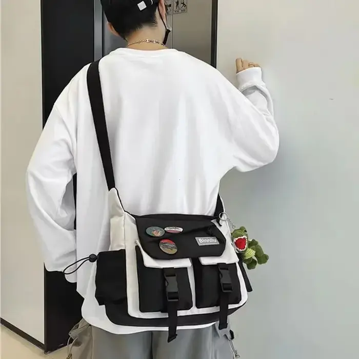 Harajuku hommes sacs à bandoulière en Nylon pour femmes Sac de messager filles école livre