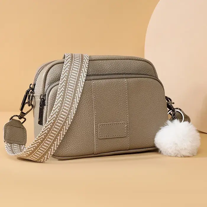 100% Sac de messager en cuir véritable femmes mode Style femme Sac à main avec large bandoulière de luxe ampoule de