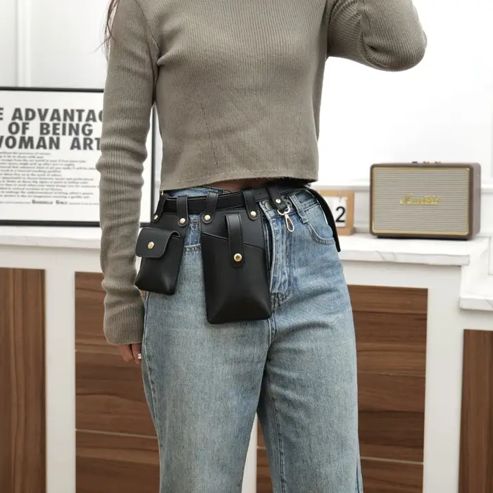 Sac banane en cuir PU souple pour hommes et femmes