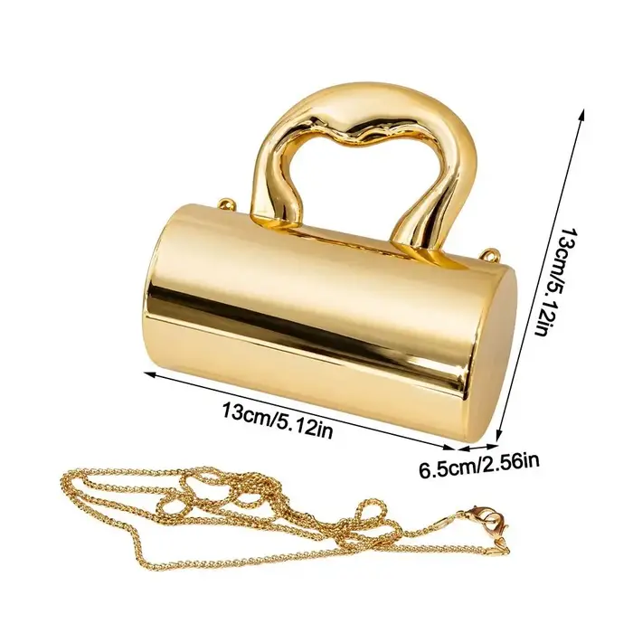 Pochette Mini Portable Dorée Scintillante de Luxe en Acrylique Sac à Main Bandoulière pour Femme