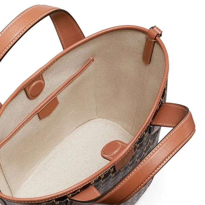 Sac Shopper Mini Monogramme Femme Nouvelle Tendance Mode Motif Géométrique Sac Seau de Luxe en Toile M avec Coutures Contrastées Sac à Bandoulière