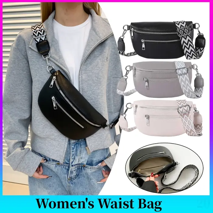 Sac banane multi-poches pour femme en cuir PU