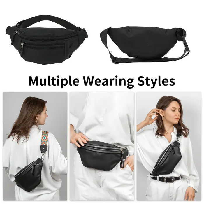 X Autohaux Zipper Design Fanny Pack Noir 1 Pz