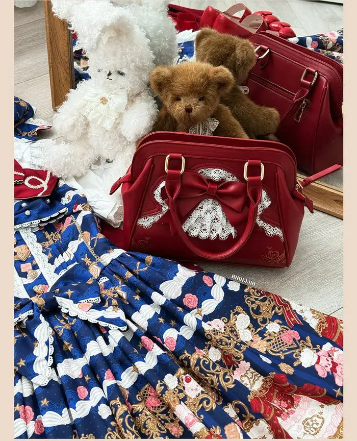 Sac fourre-tout grande capacité Lolita en dentelle avec nœud