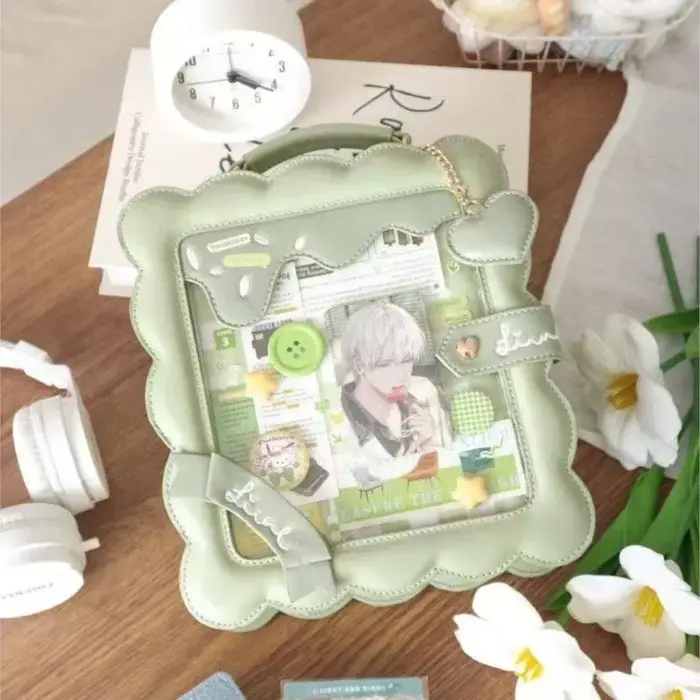 Doux mignon dessin animé Biscuit sac à main femmes grande capacité Transparent