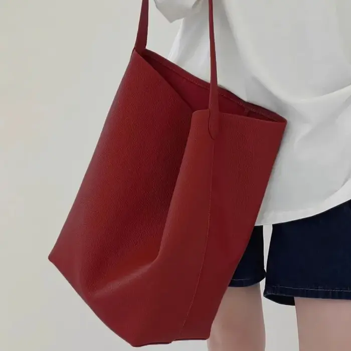 Sac fourre-tout rétro à coutures rouges pour femmes