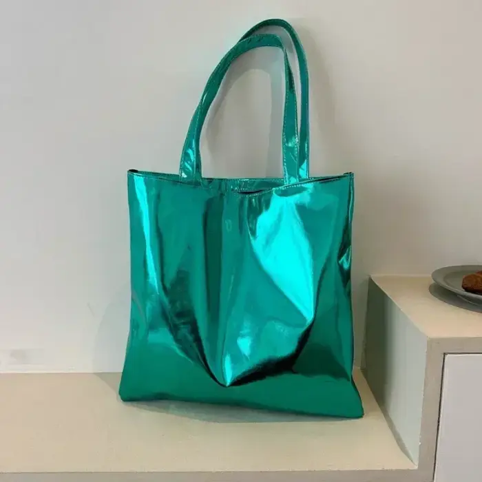 Sacs fourre-tout brillants pour femmes, sacs à main en cuir PU, sac à main décontracté brillant, sac
