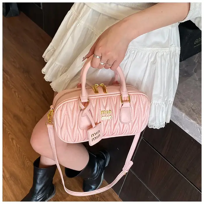 Sac bowling texturé vintage 2026 Nouveauté, Sac à main chic plissé à poignée supérieure, Sac bandoul