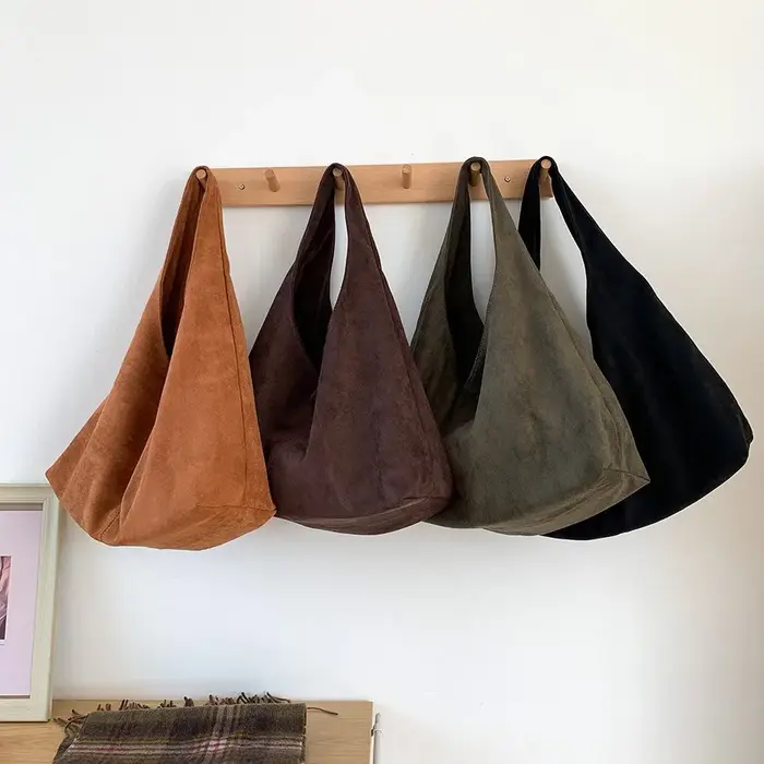 Vintage Faux daim Hobos femmes sacs à bandoulière grande capacité sac fourre-tout rétro tendance automne grand Shopper
