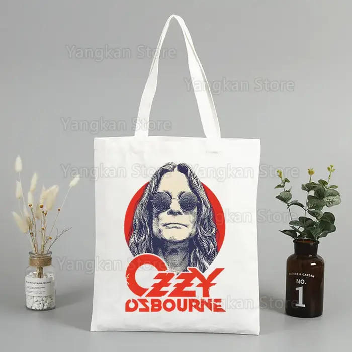Rock Ozzy Osbourne diable métal imprimé toile sac à bandoulière femme Harajuku drôle grande capacité Eco environnement Shopper sac