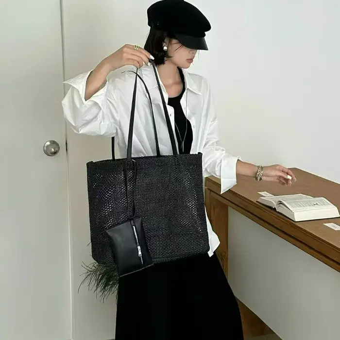 Sac à main tissé de grande capacité de style bohème