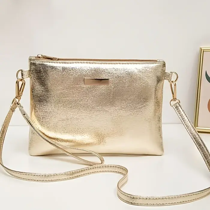 Sac à bandoulière élégant doré brillant