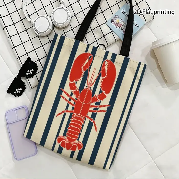 Sac fourre-tout tendance avec illustration de rayures de homard rouge