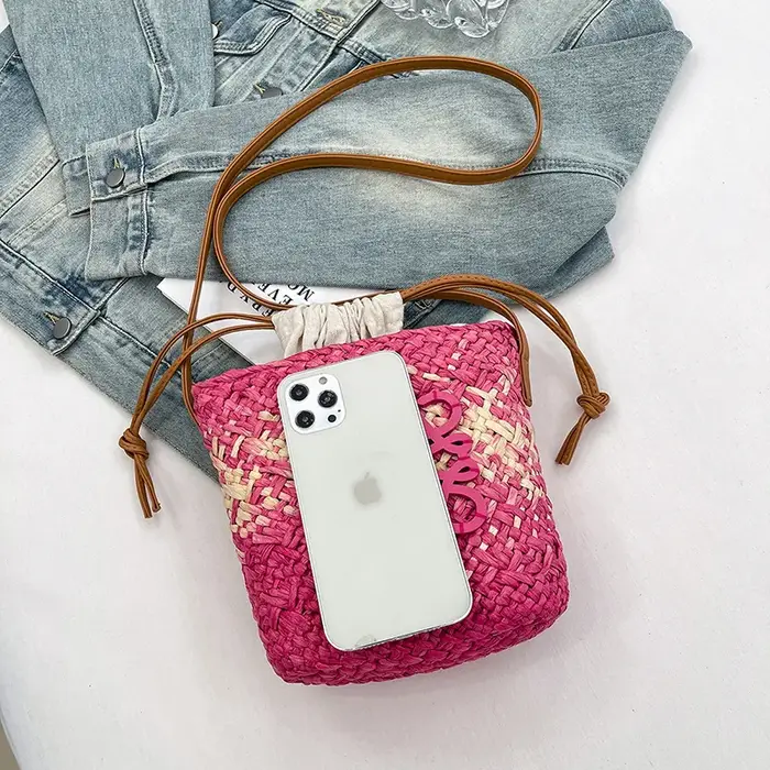 Nouveau Sac Fourre-tout en Rotin Style Français 2026, Sac à Bandoulière de Plage Tressé à la Main, S