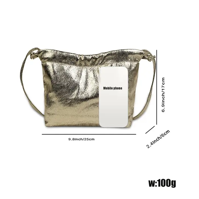 Sac de soirée léger et portable avec cordon de serrage doré