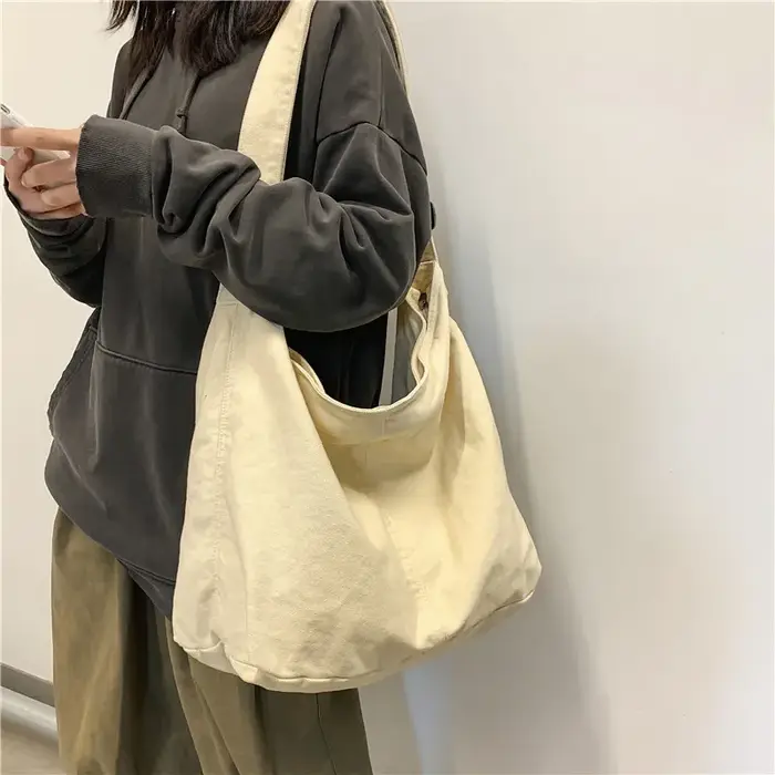 Grand sac à bandoulière en toile pour femmes