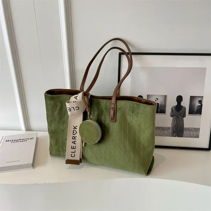 Sac à bandoulière Vintage en velours pour femmes, sac de Shopping décontracté de grande capacité en 