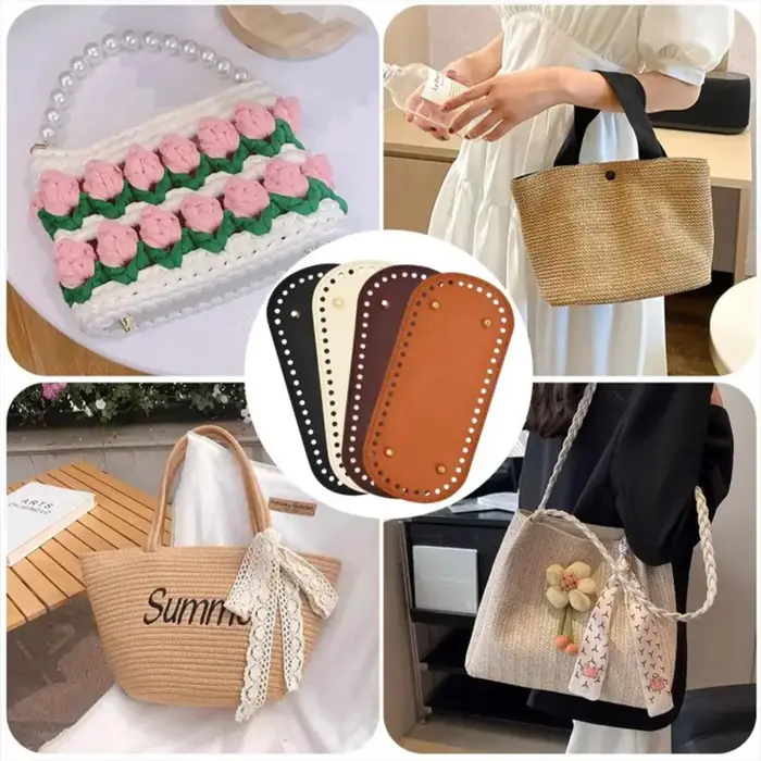 Base de sac en cuir PU 22x10cm pour sac tricoté