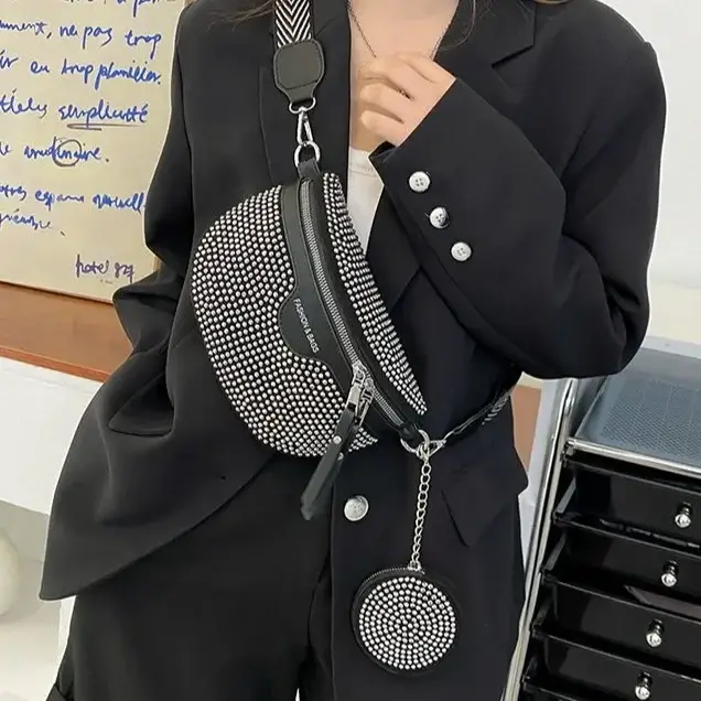 Sac bandoulière chic style coréen avec diamants brillants