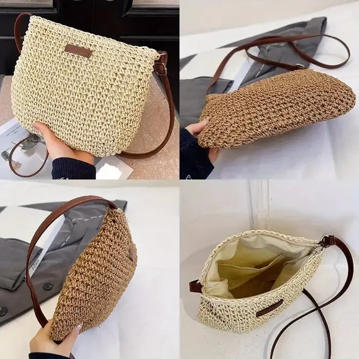 Sac tissé en paille, épaule simple