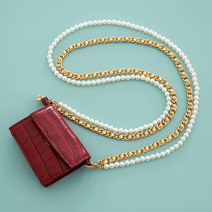 Ensemble de sac à main en similicuir et perles pour femme