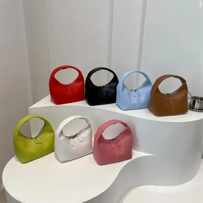 Mini sac hobo en cuir PU avec poignée supérieure et fermeture éclair