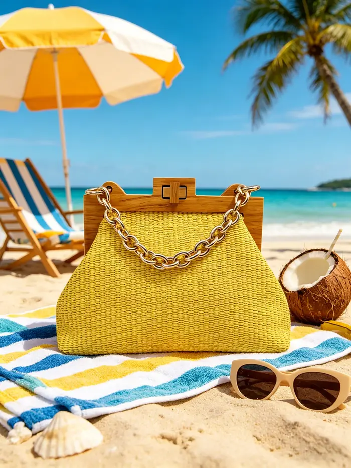 Sac à main tressé horizontal jaune citron nouvelle collection 2026