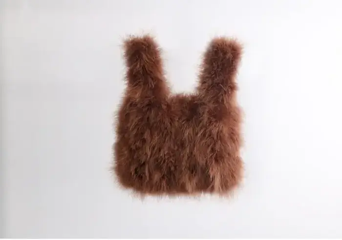 Sac à main pour femmes, fourre-tout en plumes d'autruche véritable, sac seau moelleux, sac de mode d