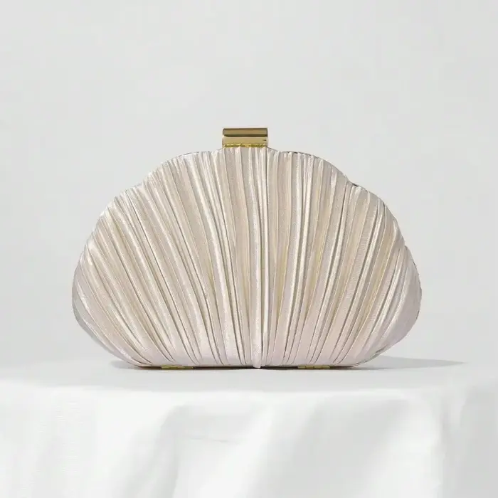 Nouvelle Pochette de Soirée Élégante en Forme de Coquille avec Doublure en Nylon