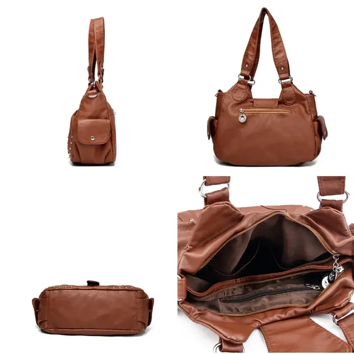 Sac à Main de Luxe en Cuir Souple Vintage pour Femme