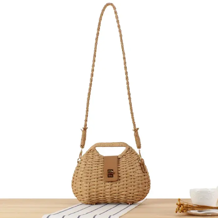 Tissé élégant sac tissé en paille nouveau sac à bandoulière de couleur unie sac à bandoulière sacs à