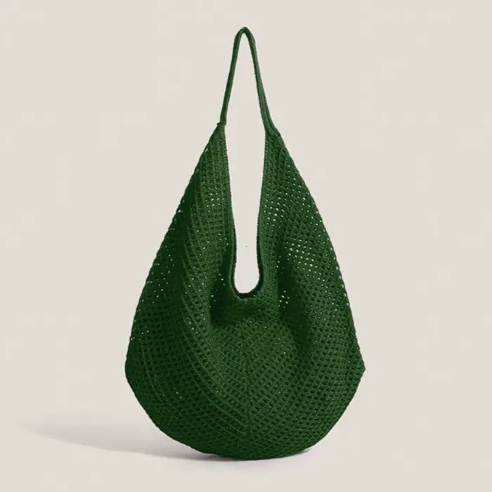 Sacs à bandoulière tissés ajourés grande capacité, sacs sous le bras en tricot, sacs fourre-tout en crochet solide, sacs de plage en maille d'été, sacs à main tendance pour femmes