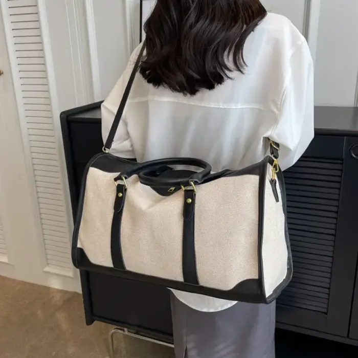 Sac à main de rangement de voyage pour femme, sac à bagages de fitness vintage, sac à bandoulière initié unique, grand sac en nylon et cuir PU, 2024 sacs à main