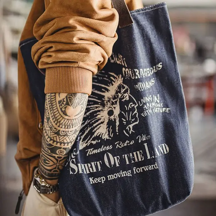 Maden – sac fourre-tout en Denim Vintage avec motif indien, sacs à bandoulière simples de grande cap