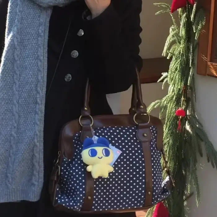 Sac fourre-tout vintage à pois pour femme