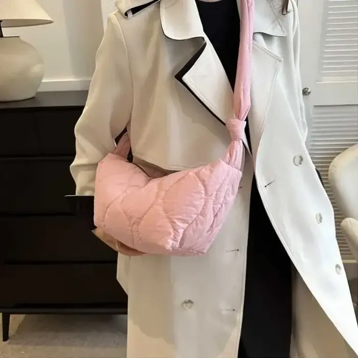 Puffer-Sac à main matelassé en coton doux pour femme