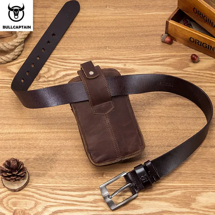 BULLCAPTAIN mode qualité en cuir petite pochette d'été crochet conception taille Pack sac étui à cigarettes 6