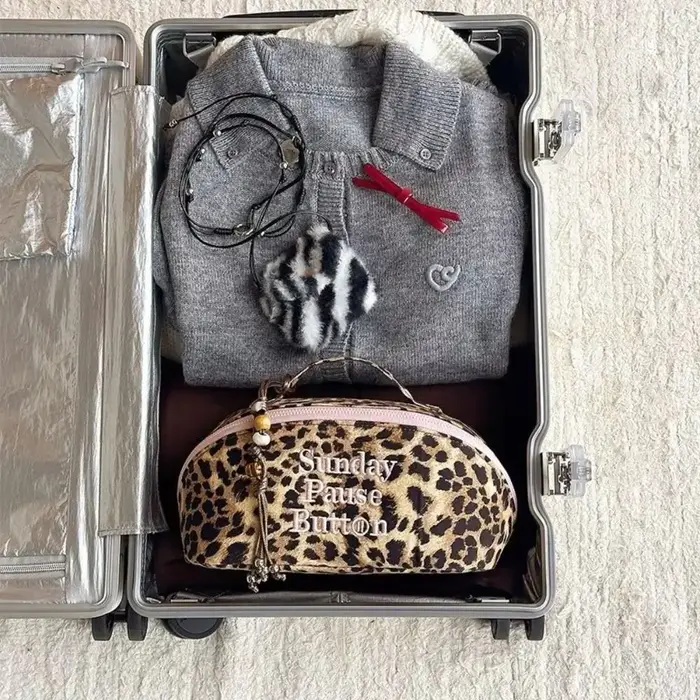 Sac fourre-tout léopard vintage tendance grande capacité avec fermeture éclair