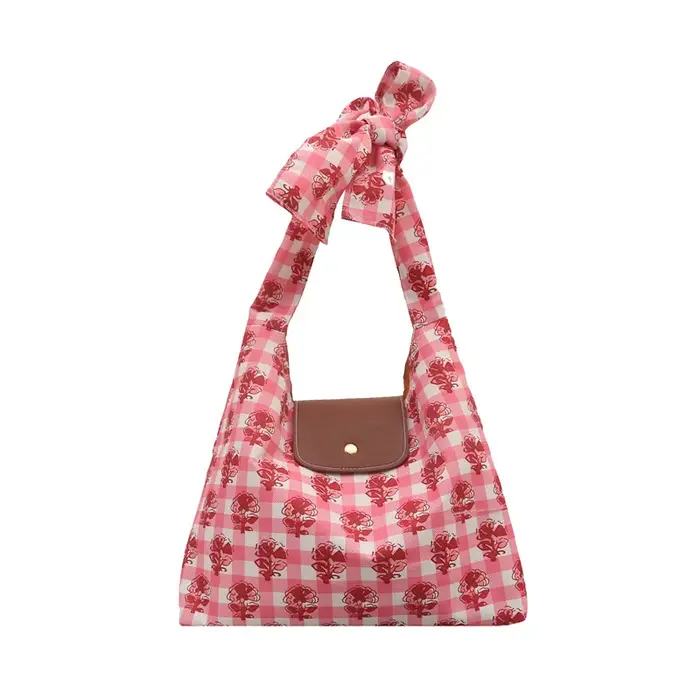 Sac fourre-tout à poignées nœud papillon et motif rayé, sac à bandoulière décontracté grande capacit