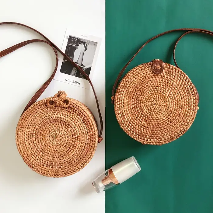 Sac de plage en paille tissé à la main pour femmes