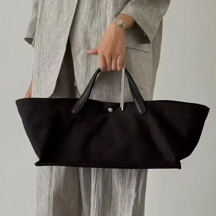 Sac à main fourre-tout en toile et cuir pour femmes
