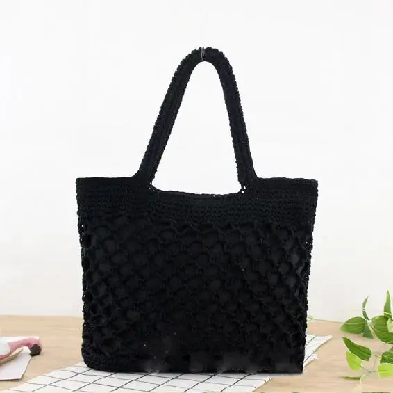 Sac à main de plage en crochet pour filles, fourre-tout d'été en ULde paille, amissié, tissé à la ma