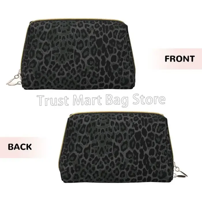 Sacs de maquillage en cuir imprimé léopard noir