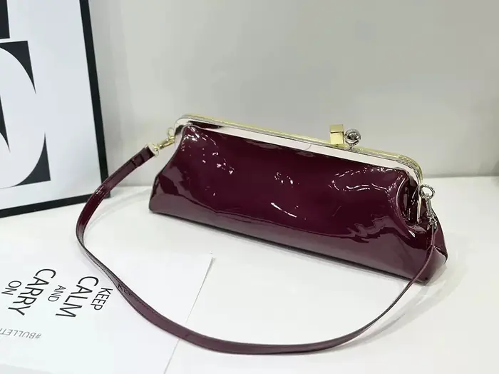 Pochette longue en cuir verni avec bandoulière détachable, sac miroir à la mode pour femmes, sac à m