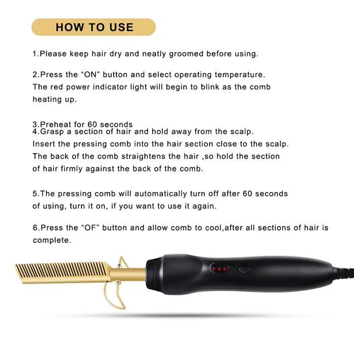Brosse à lisser les cheveux Portable 2 en 1, peigne chaud, outil électrique pour lisser les cheveux,
