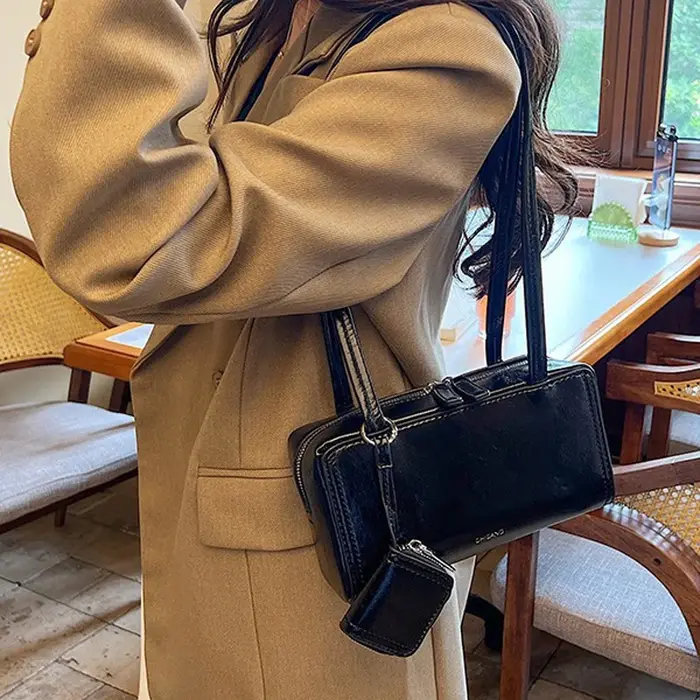 Sac à main marron en cuir PU pour femmes